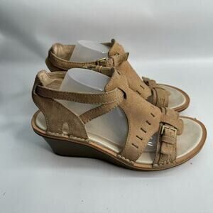 Merrell Select Fresh J21952 Beige Leather Buckle Wedge Sandal Shoes Women's US 9